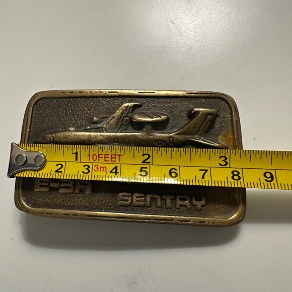 VTG 80’s USAF AWACS Sentry E-3A BLUE KNIGHT 1st Edition Brass Belt Buckle - Picture 3 of 3
